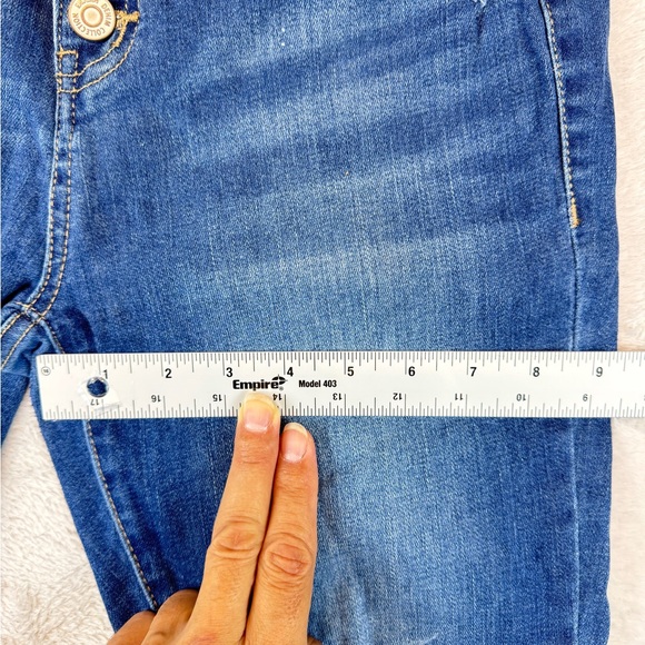 Enjean High Rise 5 Button Skinny Women's Distressed Blue Jeans - Picture 9 of 12